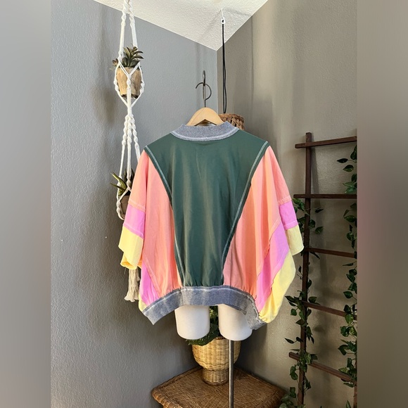 ▫️NEW! Bibi JADE MULTI RAW EDGE VINTAGE WASHED BOMBER JACKET - Picture 10 of 13